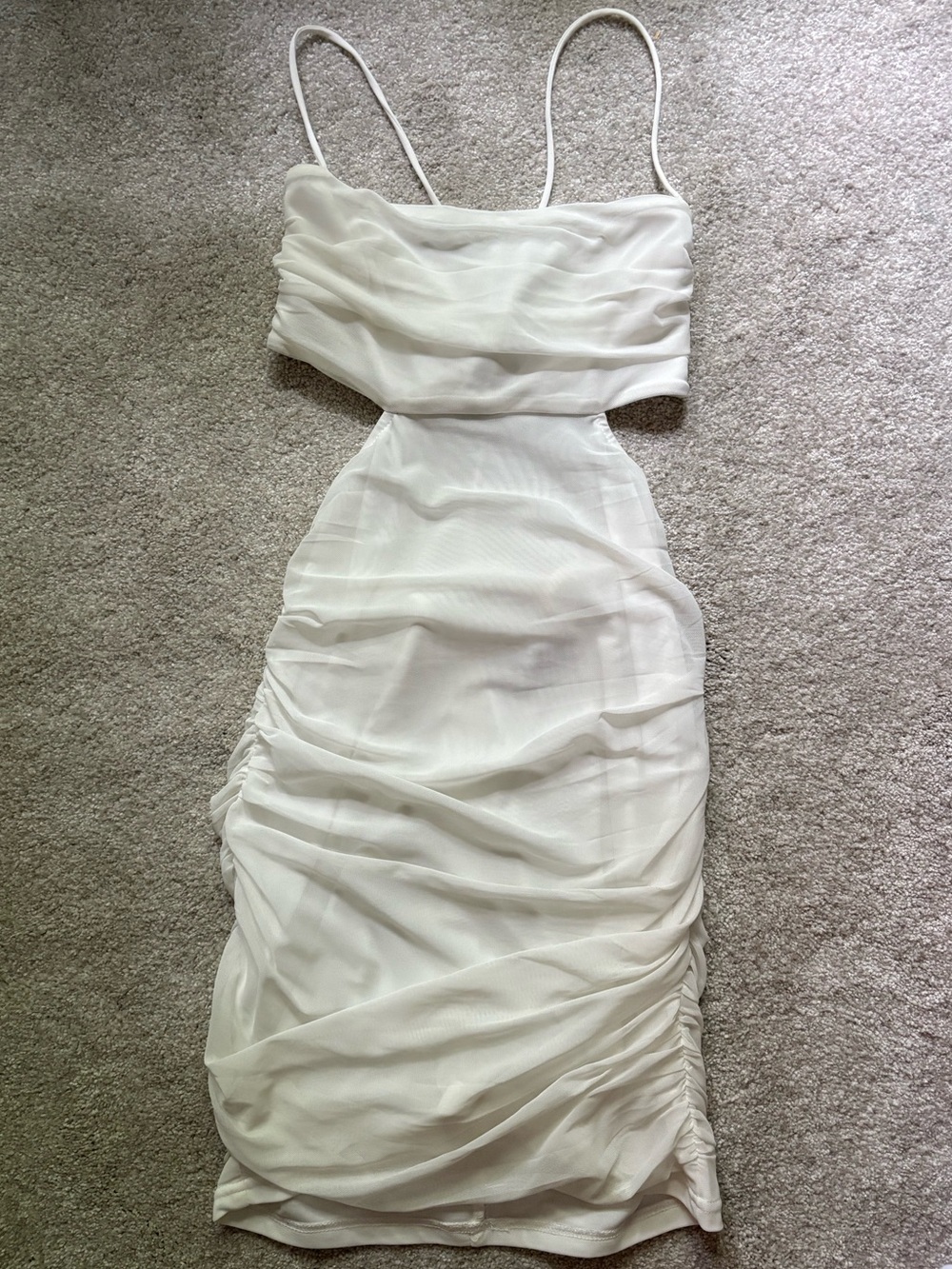 Hello Molly White Ruched Mini Dress
